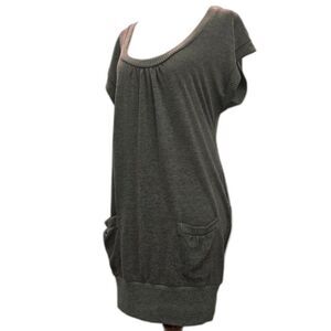 Ambiance Apparel Medium Gray Cap Sleeve Sweater Dress w/ Pockets Size Medium